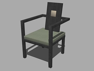 新中式实木单椅草图大师模型，单椅sketchup模型
