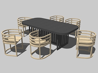 现代<em>餐桌椅</em>草图大师模型，<em>餐桌椅</em>sketchup模型