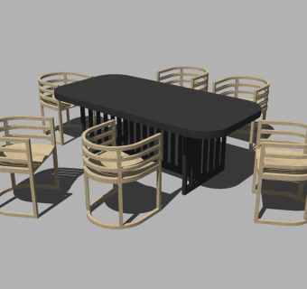 现代餐桌椅草图大师模型，餐桌椅sketchup模型