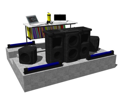 现代音响书桌组合草图大师模型，书桌sketchup模型