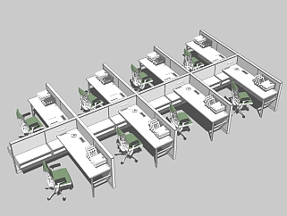 现代<em>卡座</em>办公桌草图大师模型，办公桌sketchup模型