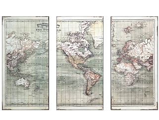欧式世界地图装饰画草图大师模型，装饰画sketchup模型