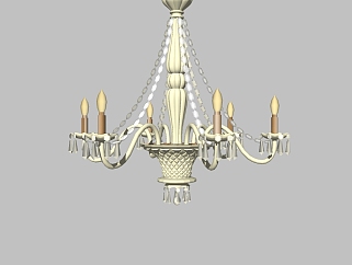 欧式古典金属烛台吊灯草图大师模型，吊灯sketchup模型