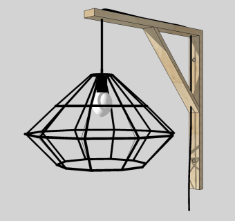 工业风壁灯草图大师模型，壁灯sketchup模型