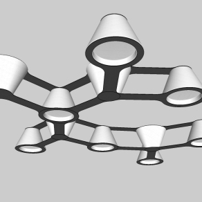 现代办公灯具草图大师模型，日光灯sketchup模型