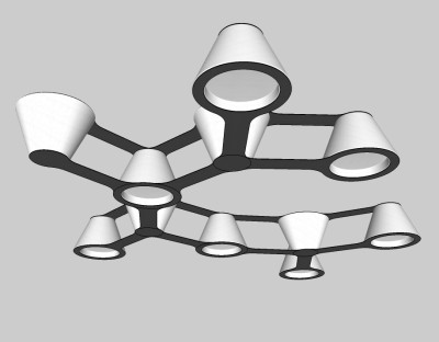 现代办公灯具草图大师模型，日光灯sketchup模型