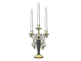 欧式古典金属烛台灯草图大师模型，烛台灯sketchup模型