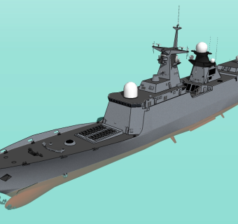 现代护卫舰草图大师模型，护卫舰sketchup模型