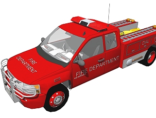 现代消防车草图大师模型，消防车sketchup模型