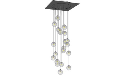 现代玻璃灯泡吊灯草图大师模型，吊灯sketchup模型