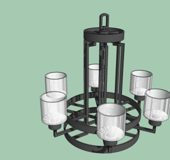 新中式金属吊灯草图大师模型，吊灯sketchup模型