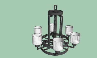 新中式金属吊灯草图大师模型，吊灯sketchup模型