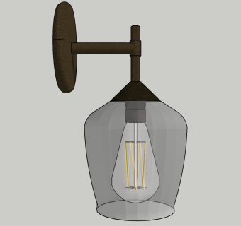 工业风壁灯草图大师模型，壁灯sketchup模型