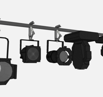 现代射灯舞台灯草图大师模型，轨道灯sketchup模型