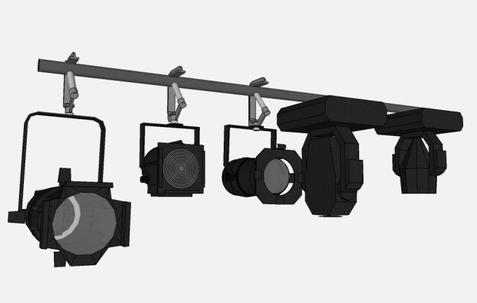 现代射灯舞台灯草图大师模型，轨道灯sketchup模型