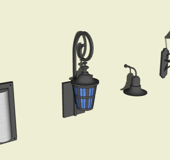 欧式金属壁灯草图大师模型，壁灯sketchup模型