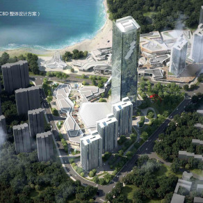 九龙湾CBD鸟瞰效果图，室外建筑方案效果图制作