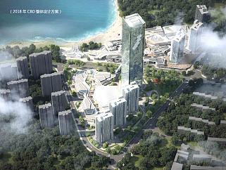 九龙湾CBD鸟瞰效果图，室外建筑方案效果图制作