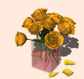 现代花瓶花卉草图大师模型，万寿菊sketchup模型