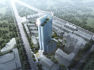 丽江龙城鸟瞰效果图，室外建筑方案效果图制作