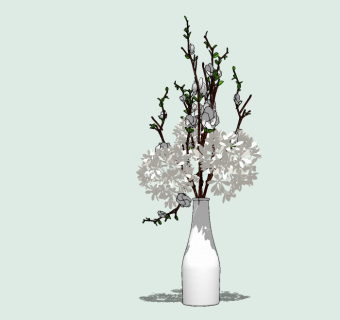 现代花瓶花卉草图大师模型，杏花sketchup模型