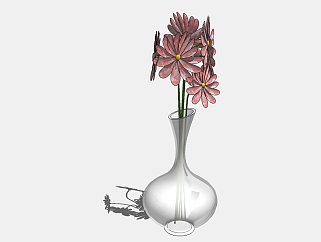 <em>现代花瓶</em>花卉草图大师模型，雏菊sketchup模型