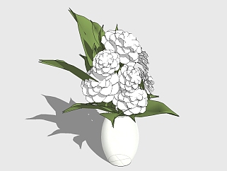 现代花瓶<em>花卉</em>草图大师模型，茉莉花sketchup模型