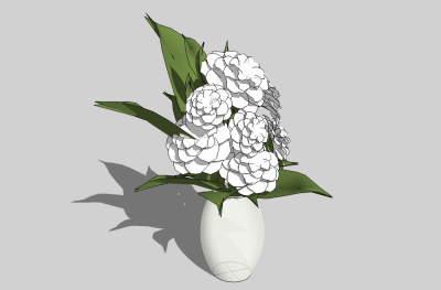 现代花瓶花卉草图大师模型，茉莉花sketchup模型