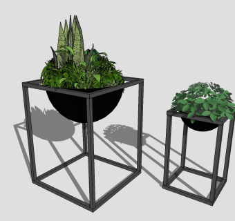 现代植物盆栽草图大师模型，绿萝sketchup模型