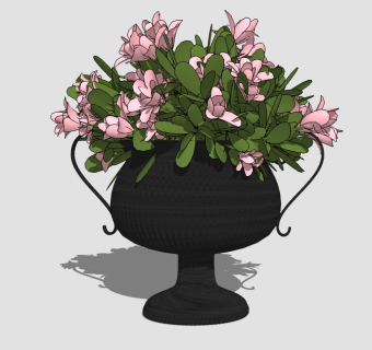 现代花瓶花卉草图大师模型，铁线莲sketchup模型