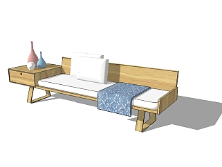 现代家居长椅sketchup模型，长椅草图大师模型下载