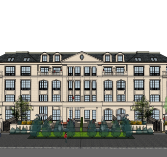 欧式别墅外观草图大师模型，SU模型免费下载