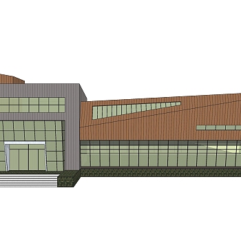 现代售楼处建筑方案草图大师模型，售楼部建筑sketchup模型免费下载