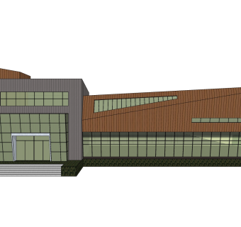 现代售楼处建筑方案草图大师模型，售楼部建筑sketchup模型免费下载