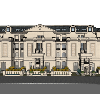 欧式别墅外观草图大师模型，SU模型免费下载