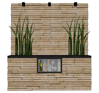 现代景观墙SU模型下载，景观墙skb模型分享