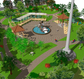 现代公园景观草图大师模型，公园sketchup模型下载