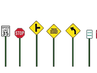 道路交通路标指示牌模型<em>组</em>su模型下载、道路交通路标...