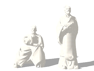 中式古代人物雕塑su模型下载、古代人物雕塑草图大师模型下载