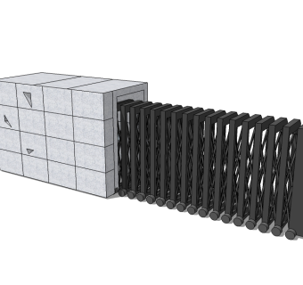 现代自动伸缩门su模型下载、伸缩门草图大师模型下载