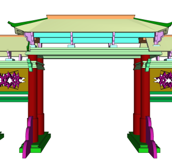中式牌坊草图大师模型下载、中式牌坊su模型下载