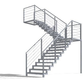 精美铁艺楼梯扶手su模型集下载