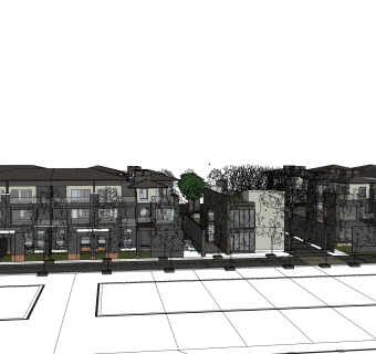 连排欧式别墅外观草图大师模型，SU模型免费下载