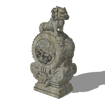 抱鼓石sketchup模型下载，抱鼓石草图大师模型