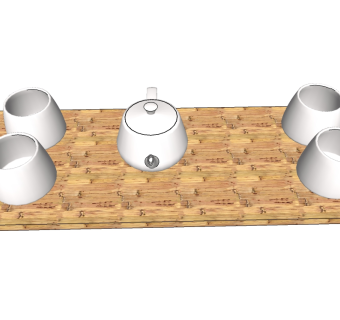日式茶具草图大师模型，茶具sketchup模型下载