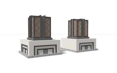 中式大理石地灯草图大师模型，大理石地灯sketchup模型下载