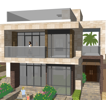 现代别墅外观草图大师模型，别墅外观sketchup模型免费下载