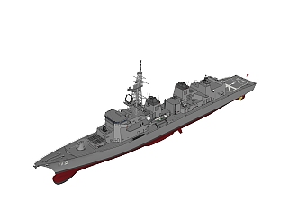 现代日本高波级DD-112号驱逐舰草图大师模型，驱逐舰su模型下载