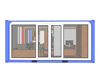 现代<em>集装箱</em>住宅草图大师模型，改造房sketchup模型下载