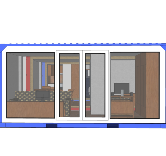 现代集装箱住宅草图大师模型，改造房sketchup模型下载